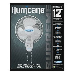 Hurricane Supreme 12 Inch 90 Degree Oscillating 3 Speed Wall Fan, White (2 Pack)