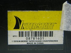 Interstate Taper Shank Counterbore 1-15/16" x 8-1/8" 5FL HSS 4MT 08781