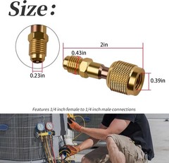 1x R32 R454B Brass Adapter 1/4″ Thread For A2L R454B/R32 Tanks Split Systems