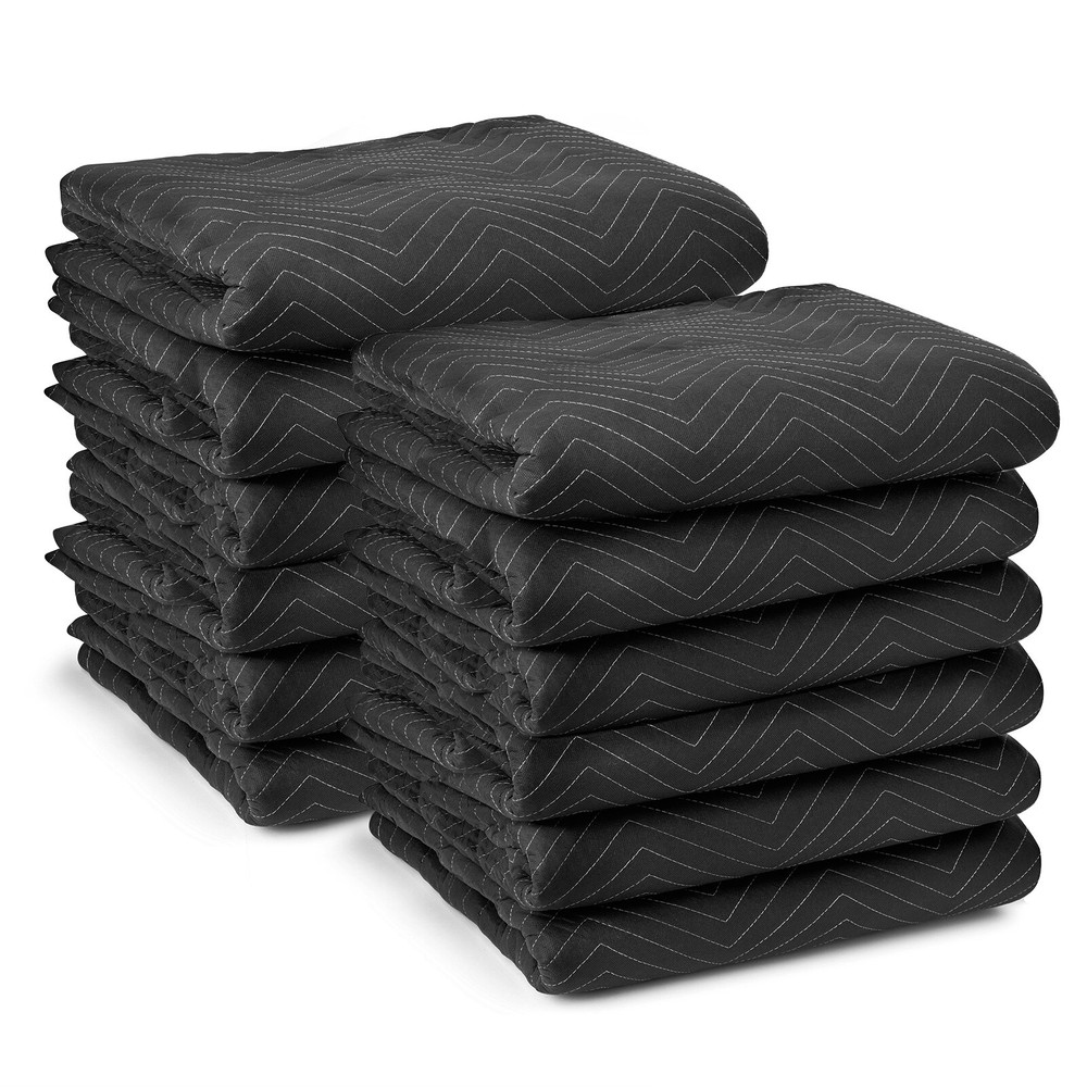 Moving Blankets 80″ x 72″ Pro Economy – 12 Pack – Black Shipping Furniture Pads