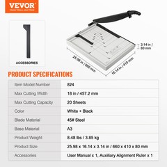 VEVOR Paper Cutter Guillotine Trimmer 18″ 20 Sheets Cutting Capacity Metal Base