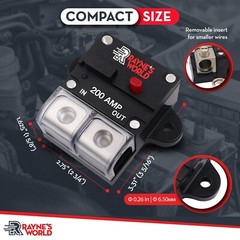 200 Amp 12-48V DC Inline Circuit Breaker with Dust Cover Car/Audio/Boat/Solar