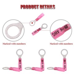 Waterproof Copper Wire Crimp Connectors Assortment Heat Shrink Ring Terminals