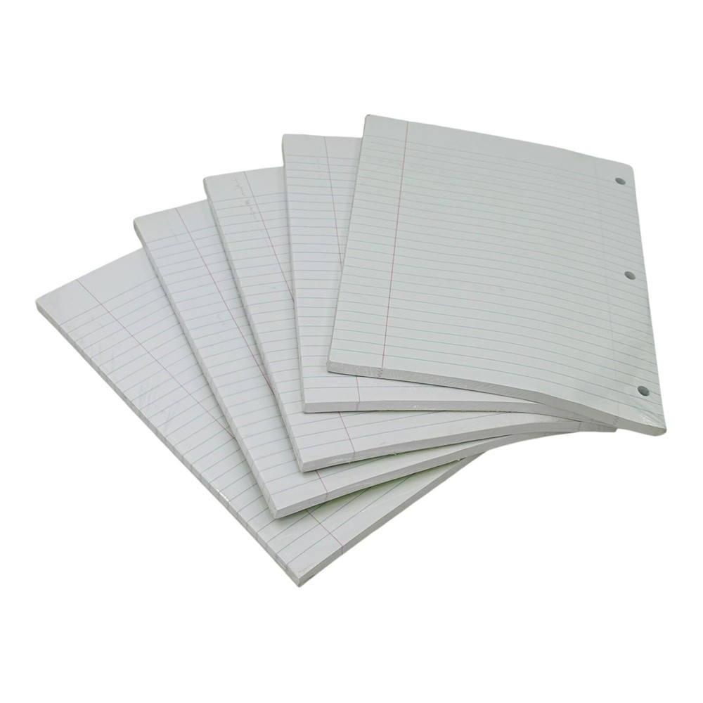 5 Packs Loose Leaf Filler Paper 3 Hole Punch 8 x 10.5 Wide Rule 120 Sheets/Pack