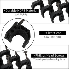 50 Pack 1/2″ Half Clamps J-Hook with Screws, PEX Clips J-Clamp for Tubing Pipe S