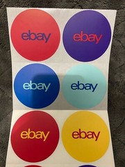 EBay Brand Round LOGO (6) Stickers Multi Color Red Purple Blue Yellow Sky 3×3