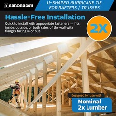 Sandbaggy U-Shaped Hurricane Tie for Rafters / Trusses – 18 Gauge (Galvanized)