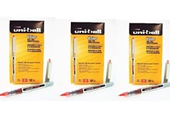 (36-Pens) Uni-ball Onyx Red Ink Fine Point Roller Ball Pen, 3-Dozen, New (60139)