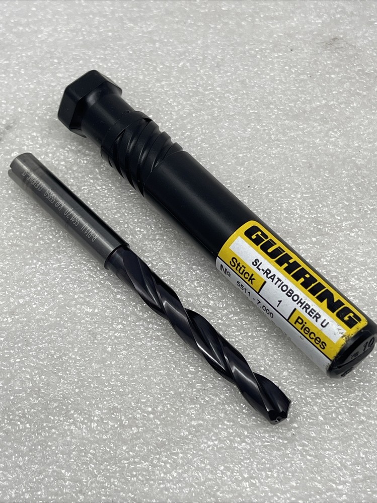 7mm (.2756) Guhring Coolant Through Carbide Drill Bit, Firex, 5XD, 140°, 5511