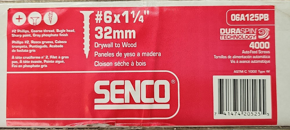 SENCO Duraspin 06A125PB #6 1-1/4 in. Collated Drywall to Wood Screws 4,000-Pack