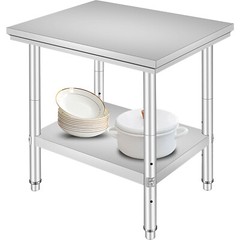VEVOR 24″x30″ Stainless Steel Work Prep Table Commercial Kitchen w/ Undershelf