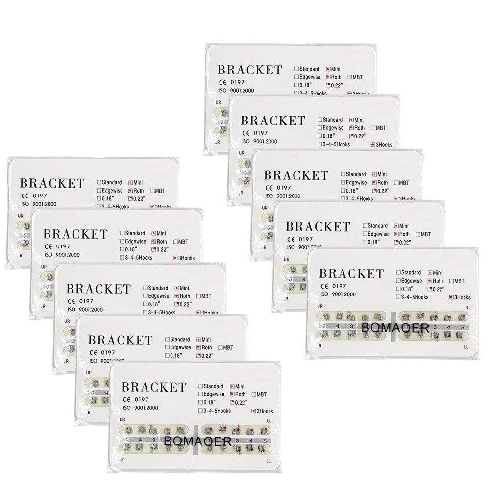 10×Dental 20Pcs/kit Orthodontic Mental Bracket Brace Mini Roth Slot 022 3Hooks