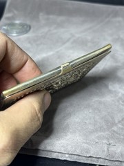 Antique Silver Tone Handcrafted Business Card Holder 2.3/4″ x 3.3/4″