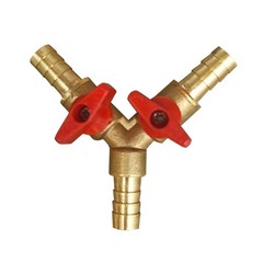 5/16 Inch Hose Barb Valve Brass 3 Way Shut Off Y Shaped 2 Switch Ball Valve