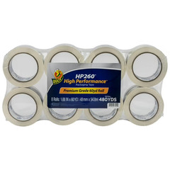 Duck Brand HP 260 Clear Acrylic Packing Tape, 1.88 in. x 60 yards, 8 Rolls, 480