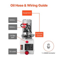 Uimoso 4 Quart Single Acting Hydraulic Pump Dump Trailer Power Unit 12V Plastic