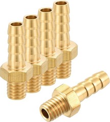 5 Pack Brass Hose Barb to Male Adapter, 4Mm Barb X M5X0.8Mm Male for Industrial
