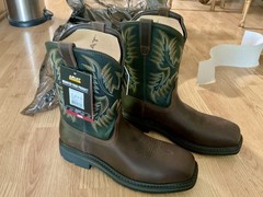 Ariat Sierra Steel Square Toe Work Boots 11D Brown Pine Green Leather 10017434