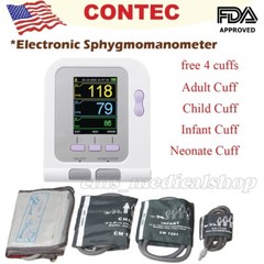 Digital Blood Pressure Monitor CONTEC08A+Neonatal/Infant/Child/Adult cuffs,USB