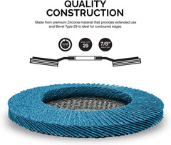 11143A 10 Pack Zirconia Flap Discs 4-1/2 for Angle Grinder,60 Grit Flapper Wheel