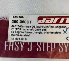 Jarit 280-060DT Detachable Cervical Kerrison Rongeur 2mm x 40° Up x 7″ Neuro
