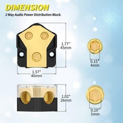 Joinfworld 12V Power Distribution Block Car Audio 2 Way Ground Distribution B…