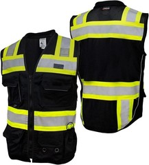 Durable Survey Vest Unisex Medium Black 100% Polyester Moisture Wicking