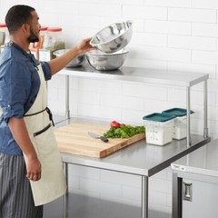 12″W x 96″D x 19″H Stainless Steel Single Deck Overshelf For Work Prep Tables