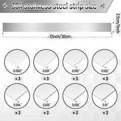 Blulu 24 Pcs 304 Stainless Steel Strips 12″ x 1″ x 0.02mm to 0.3mm, silver
