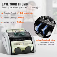 Money Counter 1000pcs/min Cash Bill Counter UV MG IR DD Counterfeit Detect