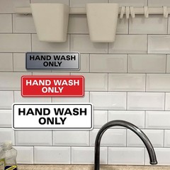 Standard Hand Wash Only Wall or Door Sign | Kitchen Sink Sign with Easy Insta…