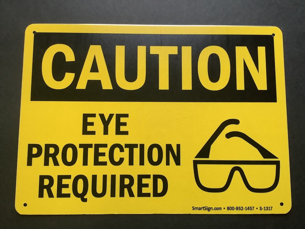 SmartSign Caution Eye Protection Required Sign Aluminum 10″ x 14″ Yellow Black