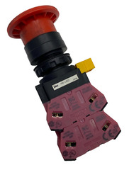 IDEC HW-CB02 PUSH BUTTON RED TWIST LOCK W/ HW-G01 CONTACT BLOCKS