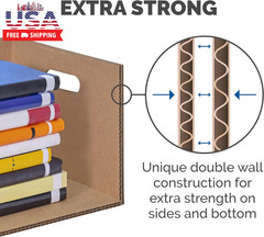 Classic Moving Box 12 Pack Kit, Reinforced Handles, Tape-Free Assembly, Box with