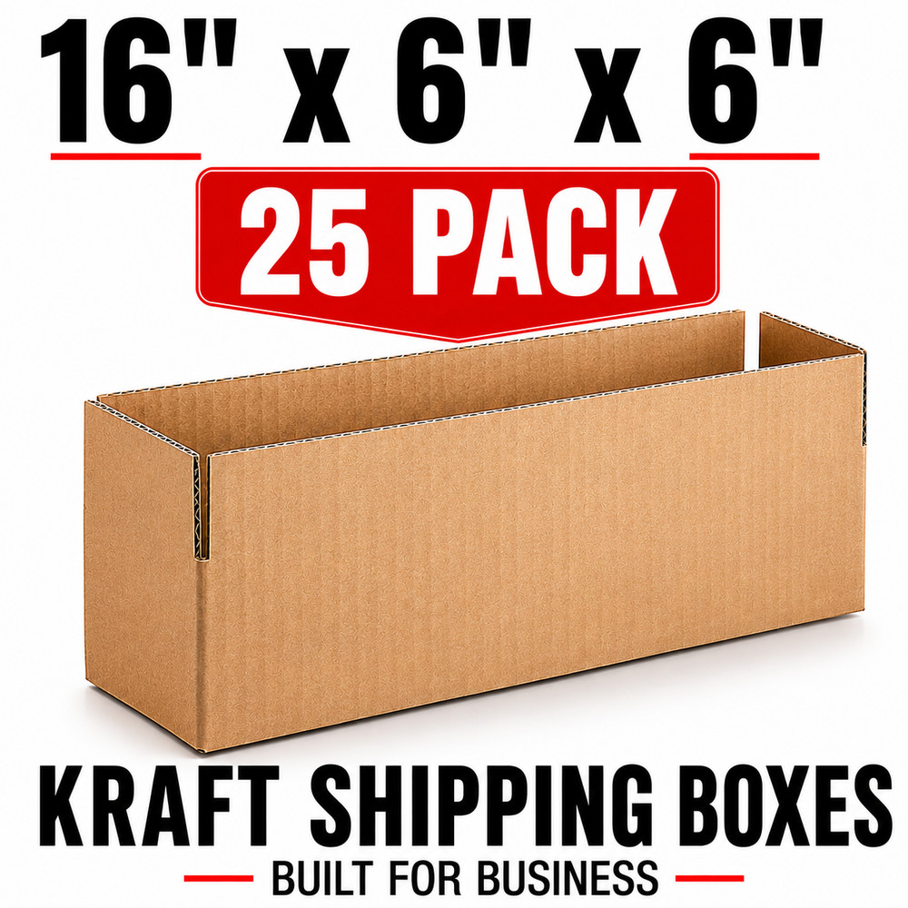 16 x 6 x 6 Kraft Corrugated Shipping Boxes 25 Pack Mailing Packing Boxes