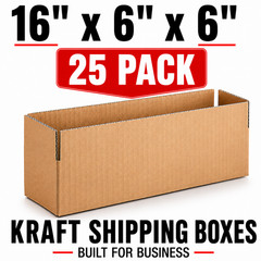 16 x 6 x 6 Kraft Corrugated Shipping Boxes 25 Pack Mailing Packing Boxes