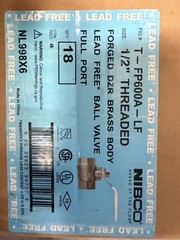NIBCO T-FP600A-LF 1/2″ Threaded Lead Free Brass Full Port Ball Valve lot of 18