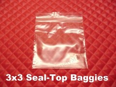 100 Reclosable Seal-Top Storage Bags 3”x 3” Clear 2 Mil Baggies 3×3