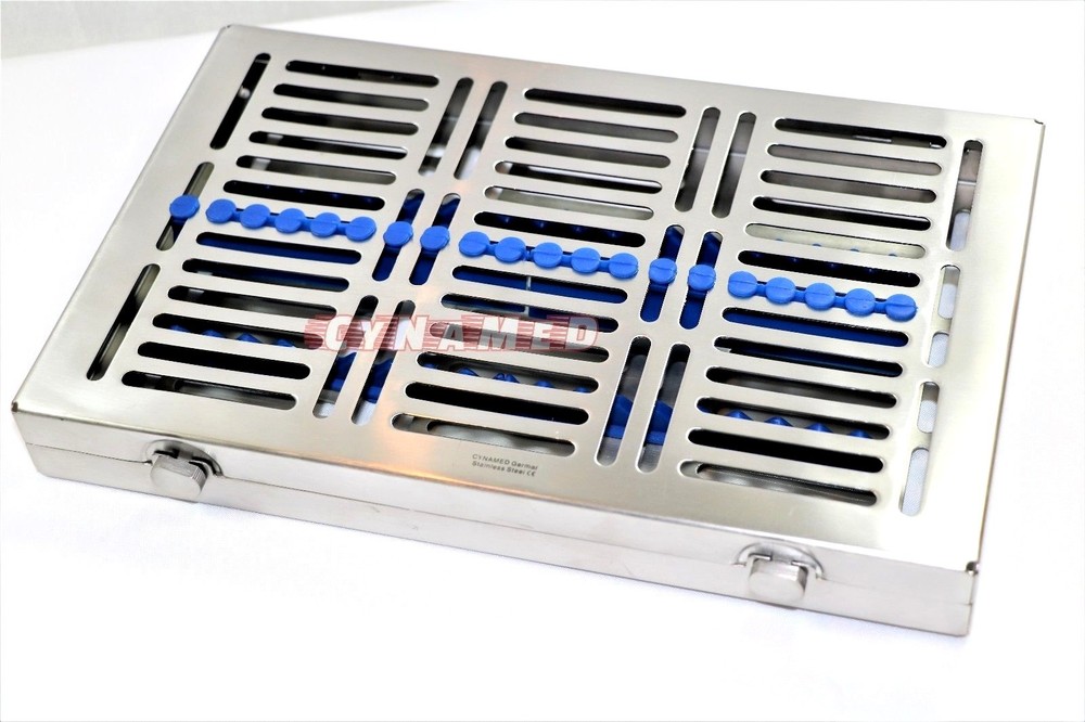 1GERMAN DENTAL AUTOCLAVE STERILIZATION CASSETTE TRAY INSTRUMENT 11.25X7.25X1.25″