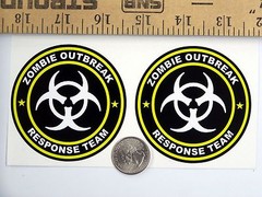 2 – Zombie Outbreak Response Team 3″ Yellow Tool Box Car Bumper Sticker R101