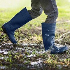 HISEA Men Steel Toe Rain Boots Waterproof Fishing Hunting Garden Mud Work Boots