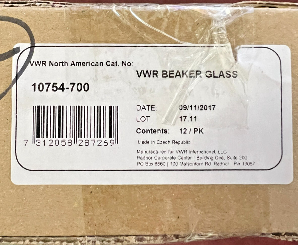 VWR 10754-700 30mL Low Form Griffin Beaker – Box of 12