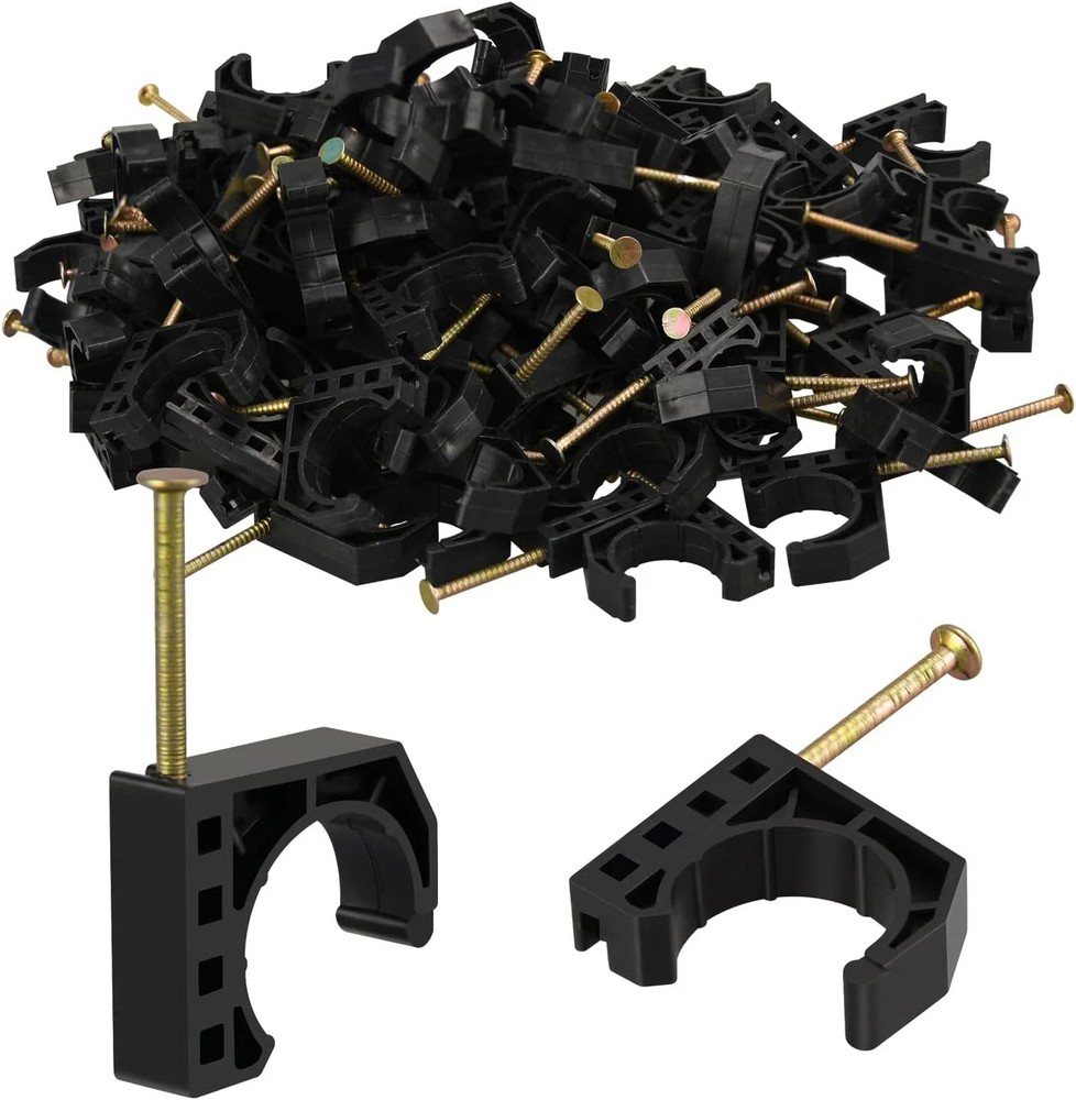 100 Pack 3/4″ Half J-Hook Clamps with Nails for PEX, Copper, CPVC Tubing