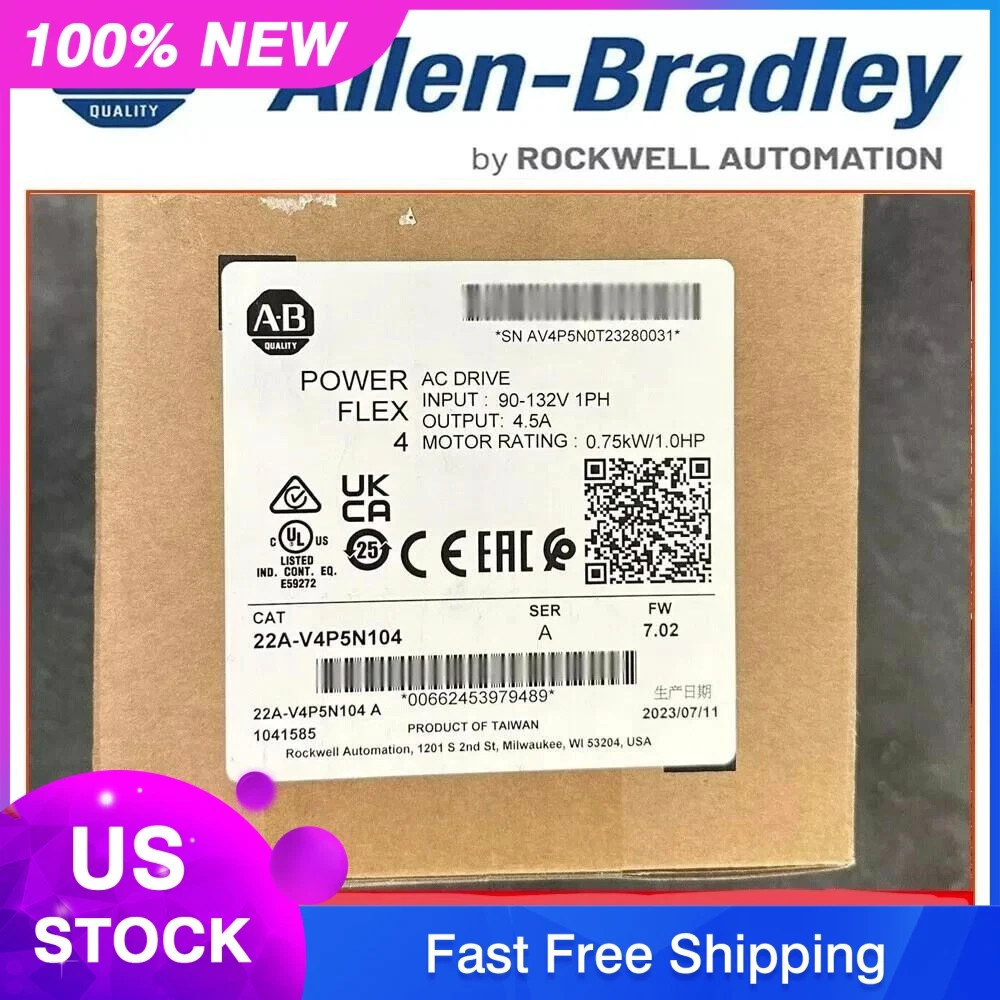 NEW Allen-Bradley 22A-V4P5N104 PowerFlex 4 0.75 kW (1 HP) AC Drive 22AV4P5N104