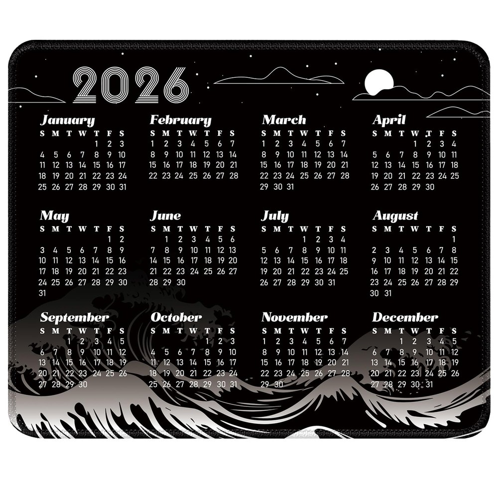 Aoryalps 2026 Calendar Mouse Pad, 1L x 1W inches, Desk Pad-Black