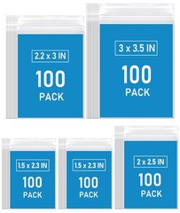 500 PCS Small Plastic Bags, Mini Resealable 4 Different Sizes