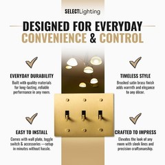 Solid Brass 3-Gang Toggle Switch – Satin Brass Finish