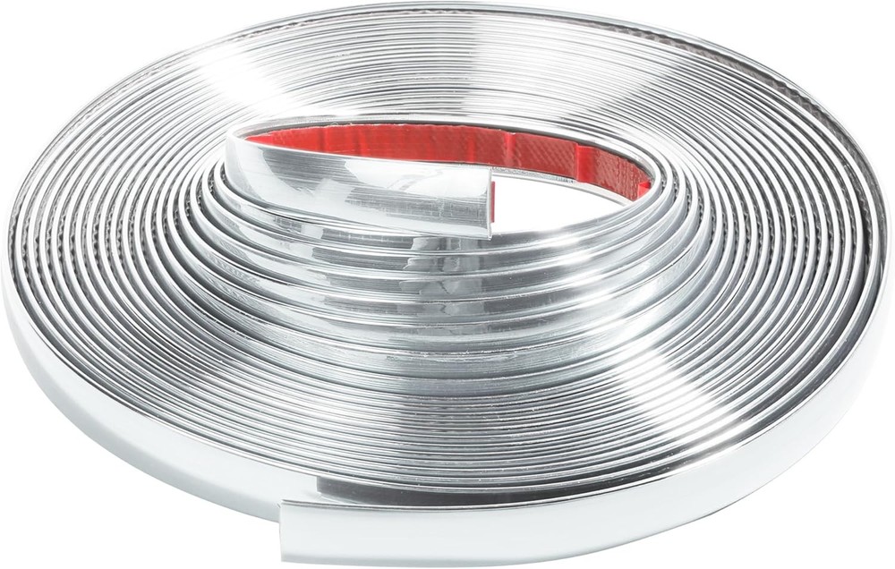 1/2-inch wide silver chrome trim strip, 25 feet long, scratch-resistant.