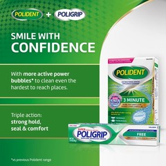 Super Poligrip Zinc Free Denture and Partials Adhesive Cream, 2.4 Ounces, 4 Coun