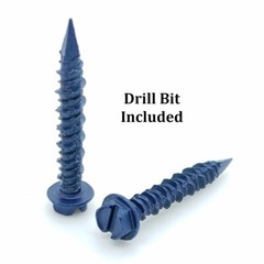 100 Qty 3/16″ x 1-1/4″ Hex Head Diamond Tip Concrete Screws To Anchor Masonry, B
